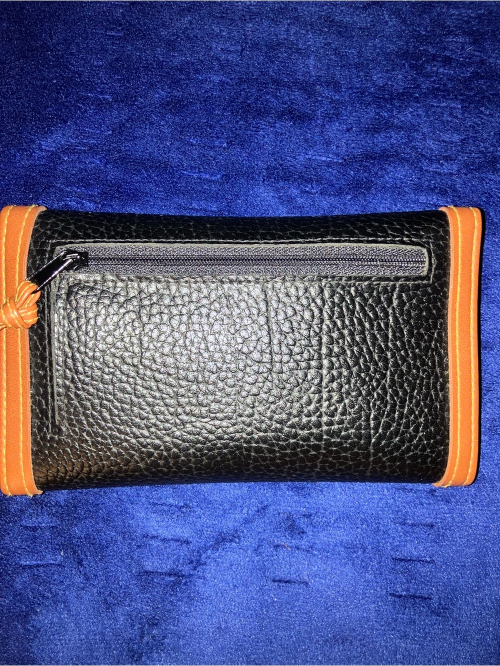 Dooney & Bourke Black Pebbled Leather Wallet with Tan Trim - Picture 2 of 16